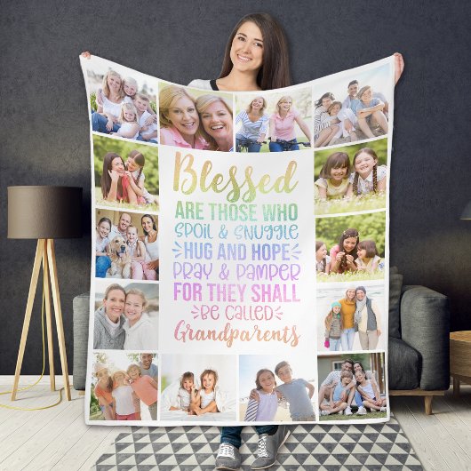 Selig Großeltern Foto Collage Fleecedecke