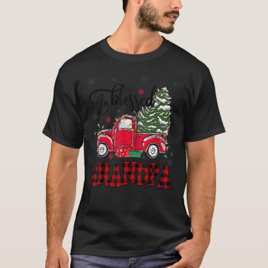 Selig Großvater Karierter roter LKW Tree Lichter C T-Shirt (Vorderseite)