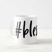 Selig Kaffee Tasse Schwarz & Weiß Dankbar Dankbar (Vorderseite Links)