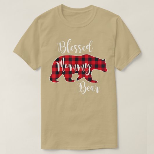 Selig Mommy Bär Buffalo Karo Karierte Muster Mam T-Shirt (Design vorne)