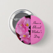 Selig Mutter Tag Rosa Blume Foto Einfach Button (Vorne & Hinten)