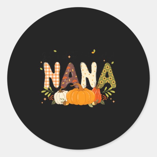 Selig Nana Pumpkin Herbst Herbst Erntedank Mama Runder Aufkleber (Vorderseite)