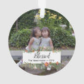 Selig Personalisiert zwei Fotos Winter Botanicals Ornament (Rückseite)