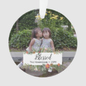 Selig Personalisiert zwei Fotos Winter Botanicals Ornament (Vorderseite)