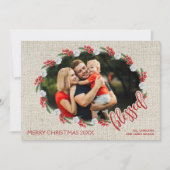 Selig Red Berries Weihnachts-Foto Feiertagskarte (Vorderseite)