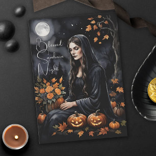 Selig Samhain Night Halloween Fall Hexe Karte