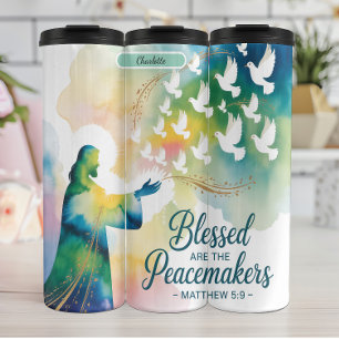 Selig sind die Friedensstifter Matthew 5:9 Thermosbecher