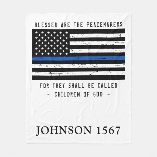 Selig sind die Friedensstifter Polizei dünne blaue Fleecedecke (Vorderseite)
