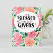 Selig sind die Givers Danke Karte (Stehend Vorderseite)