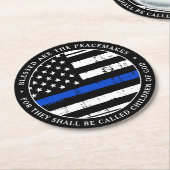 Selig sind die Party der Friedenstruppe Runder Pappuntersetzer (Angewinkelt)