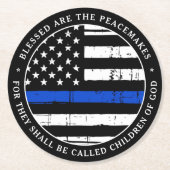 Selig sind die Party der Friedenstruppe Runder Pappuntersetzer (Vorderseite)