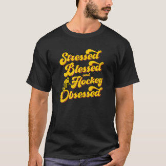 Selig und hockeybesessen Eishockey-Fan T-Shirt