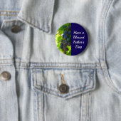 Selig Vatertag Lila Traubencluster Blau Button (Beispiel)