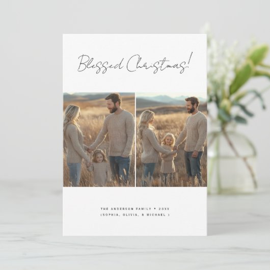 Selig Weihnachten Christlichen Familie Foto Grau (Stehend Vorderseite)