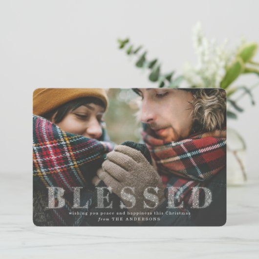 Selig Weihnachts-Fotokarte. Feiertagskarte (Stehend Vorderseite)