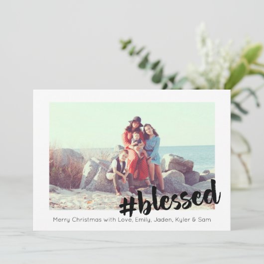 Selig Weihnachts-Fotokarte Karte (Stehend Vorderseite)