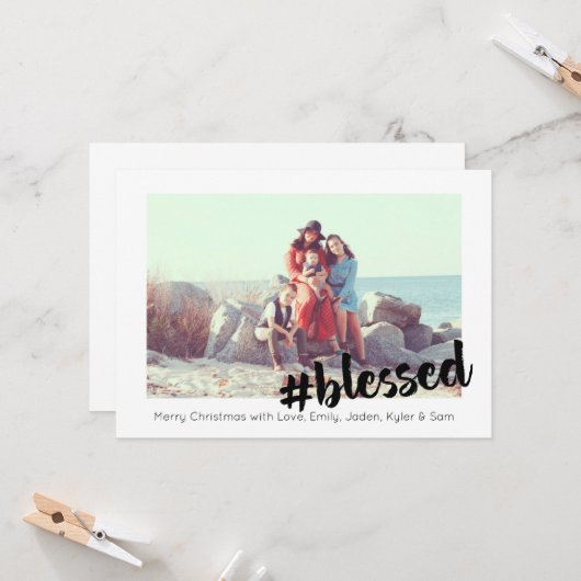 Selig Weihnachts-Fotokarte Karte (Vorderseite/Rückseite Beispiel)