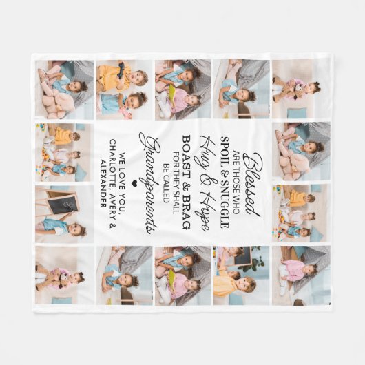 Selige Großeltern Custom Modern Foto Collage Fleecedecke (Vorderseite (Horizontal))