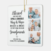 Selige Großeltern Personalisiert 3 Foto Collage Keramikornament (Links)