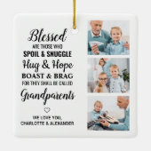 Selige Großeltern Personalisiert 3 Foto Collage Keramikornament (Rückseite)