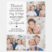 Selige Großeltern Personalisiert 4 Foto Collage Fleecedecke (Vorderseite)