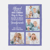 Selige Großeltern Personalisiert 4 Foto Collage Fleecedecke (Vorderseite)