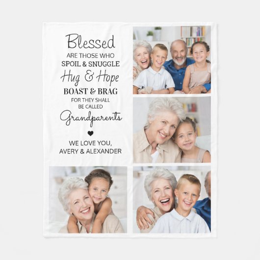 Selige Großeltern Personalisierte FotoCollage Fleecedecke (Vorderseite)