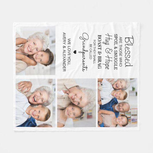 Selige Großeltern Personalisierte FotoCollage Fleecedecke (Vorderseite (Horizontal))