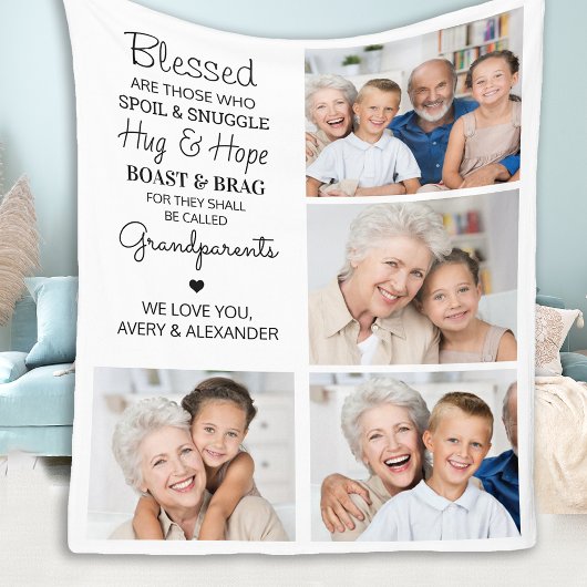 Selige Großeltern Personalisierte FotoCollage Fleecedecke