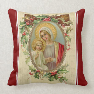Selige Jungfrau Maria Jesus Weihnachten Vintage Kissen
