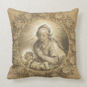 Selige Jungfrau Maria Jesus Weihnachten Vintage Kissen