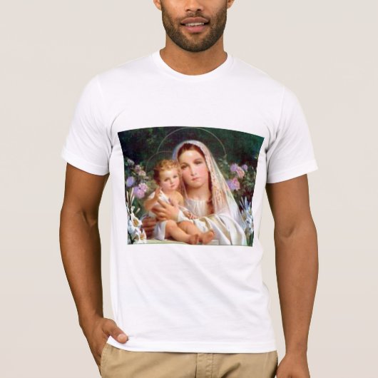 Selige Jungfrau Maria und Säugling Kind Jesus T-Shirt (Vorderseite)
