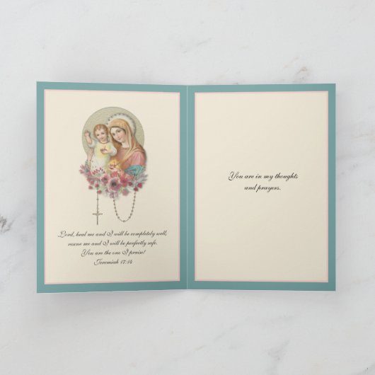 Selige Jungfrau Mary Baby Jesus Blume wird gut Karte (Innenseite)