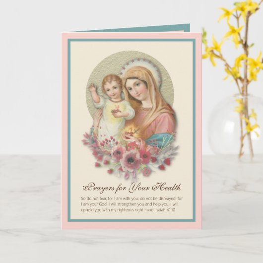 Selige Jungfrau Mary Baby Jesus Blume wird gut Karte (Gelbe Blume)