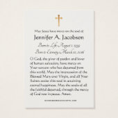 Selige Jungfrau Mary Beerdigung Gedenkkarte (Rückseite)