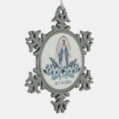 Selige Jungfrau Mary Blue Bllower Lace Schneeflocken Zinn-Ornament (Links)