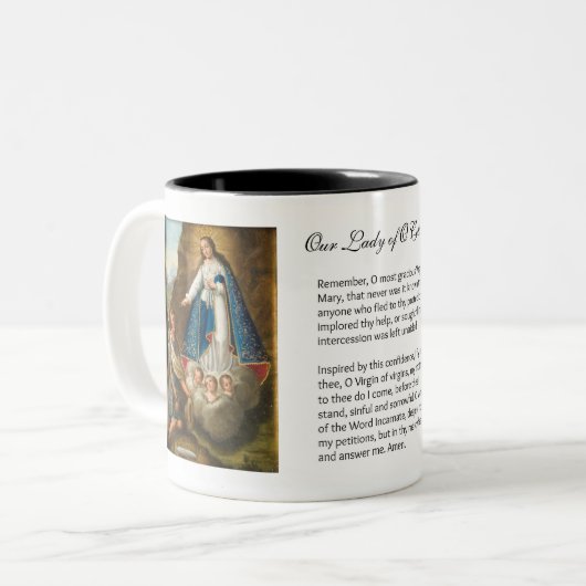 Selige Jungfrau Mary Blume Gebet Ocotlan Zweifarbige Tasse (Vorderseite Links)