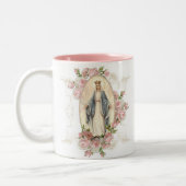 Selige Jungfrau Mary Blume Memorare Gebet Zweifarbige Tasse (Links)