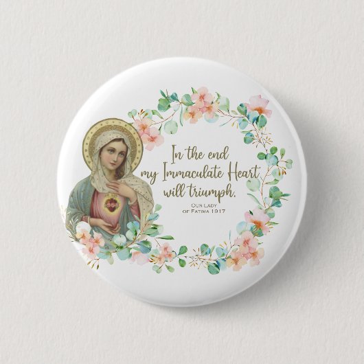 Selige Jungfrau Mary Fatima Religious katholische Button (Vorderseite)