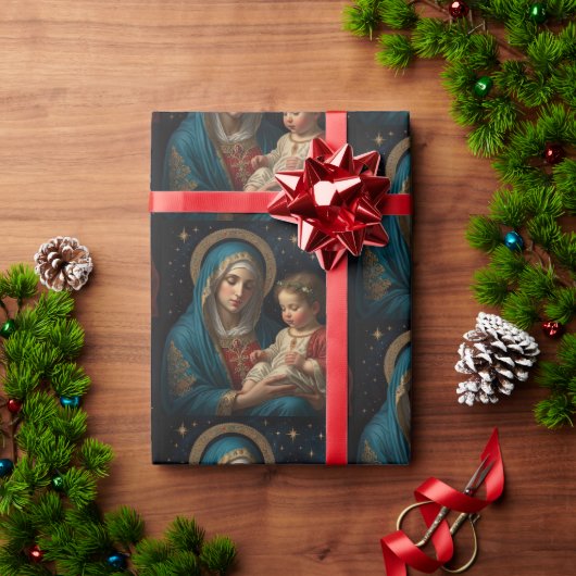 Selige Jungfrau Mary & Jesus Krippe Weihnachten Geschenkpapier (Feiertagsgeschenk)