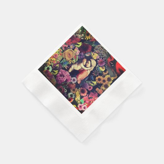 Selige Jungfrau Mary Jesus Rose Blume Religiöse Serviette (Ecke)