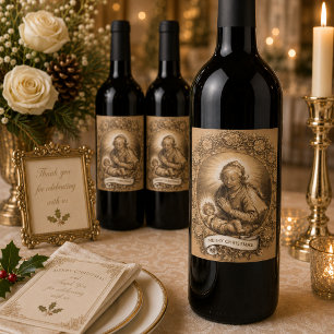 Selige Jungfrau Mary Jesus Weihnachten Vintag Weinetikett