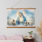 Selige Jungfrau Mary mit Kindern Wandteppich Mit Holzrahmen (Schlafzimmer)