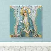 Selige Jungfrau Mary mit Lilies Leinwanddruck (Insitu (Holzboden))