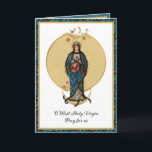 Selige Jungfrau Mary Mother Katholische Religiöse  Karte<br><div class="desc">Mit einem wunderschönen traditionellen katholischen Gewohnheitsbild entwarf das Vintage-Bild der gesegneten Jungfrau Maria stehend auf einem Mond,  der den Teufel den Kopf zerdrückt. Alle Texte und Schriftart können geändert werden.</div>