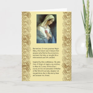 Selige Jungfrau Mary Pink Roses Memorare Gebet Karte