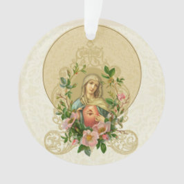 Selige Jungfrau Mary Religious Vintag Floral Lace  Ornament