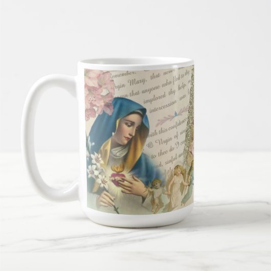 Selige Jungfrau Mary Vintag katholische Rosary Mar Kaffeetasse (Links)