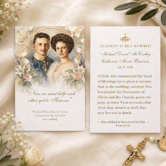 Selige Karl & Zita katholische Hochzeitsgebetskart Visitenkarte