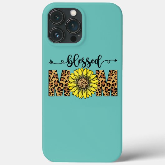 Selige Mama Leopard Sonnenblumen glückliche Mütter Case-Mate iPhone Hülle (Rückseite)